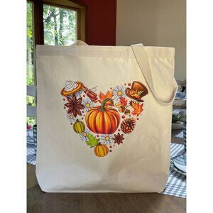 Fall Season Pumpkin Leaves Canva Tote Bag Organic Cotton
